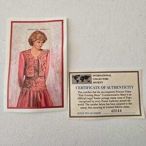 INTERNATIONAL COLLECTORS SOCIETY PRINCESS DIANA Pink Evening Dress Stamp Togo